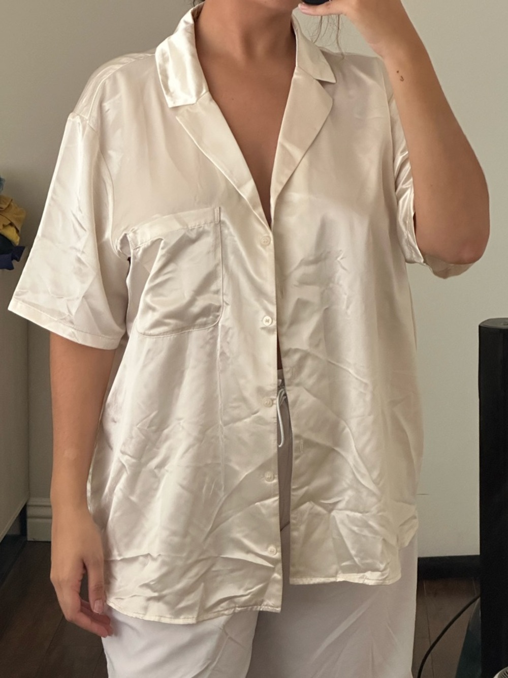 Divided Cream Casual Short Sleeve Shirt